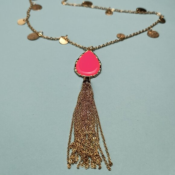 Lilly Pulitzer Moonlight Prosecco Necklace Disc Tassel On Gold Coins Statement - Picture 2 of 10